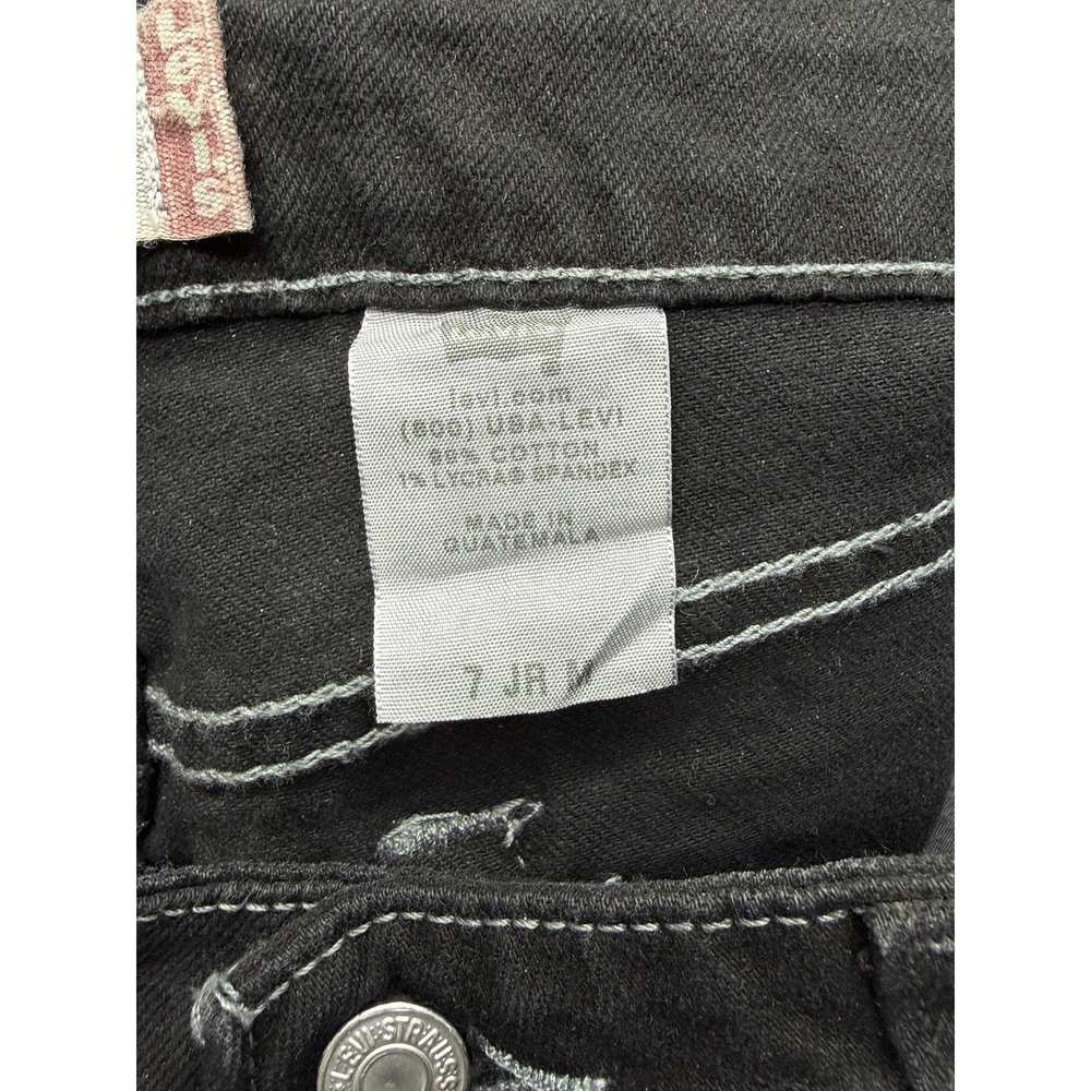 Levis 518 Jeans Girls 7 Black Superlow Boot Cut Slim Stretch - Picture 8 of 9
